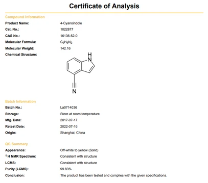 CAS 16136-52-0 COA | Shaanxi BLOOM Tech Co., Ltd CAS 16136-52-0 COA | Shaanxi BLOOM Tech Co., Ltd